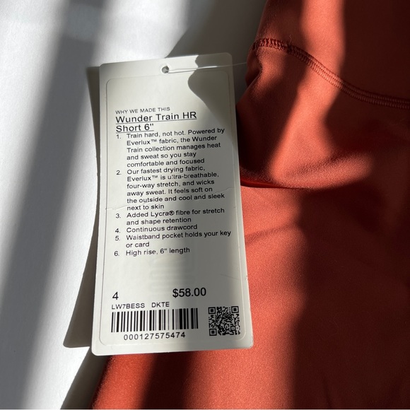 NWT Lululemon Wunder Under Train HR Short 6”, Dark Terracotta, size 4 - Picture 3 of 5